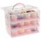 Juvale 3-Tier Cupcake Carrier - Airtight Plastic Container for Baking - Stackable Cupcake Containers & Removable Trays - Portable Cake Transport Holder - Holds 36, Pink, 13.5"x10.25"x10.75"